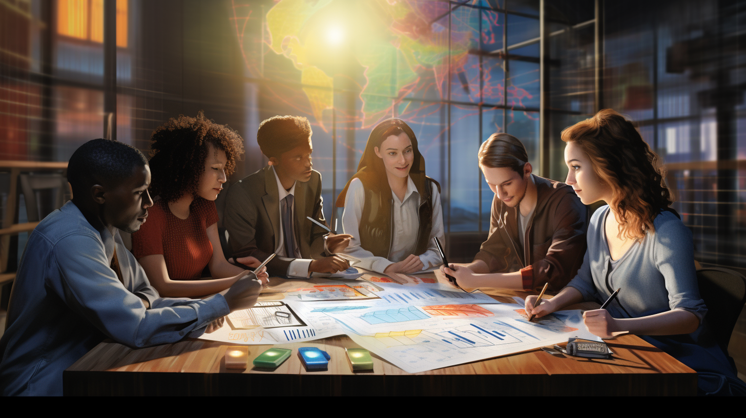 a diverse group discussing financial education